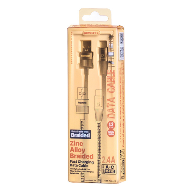 Câble USB / USB-C en Alliage de Zinc Tressé avec Charge Rapide 2.4A REMAX Infinity Series RC-C102 - … — REMAX · Smarty Paris 18e